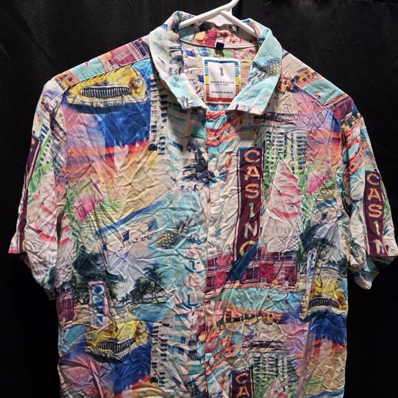 Denim & Flower Other - Denim & Flower Ricki Singh Hawaiian Shirt Mens M All Over Print Casino Travel